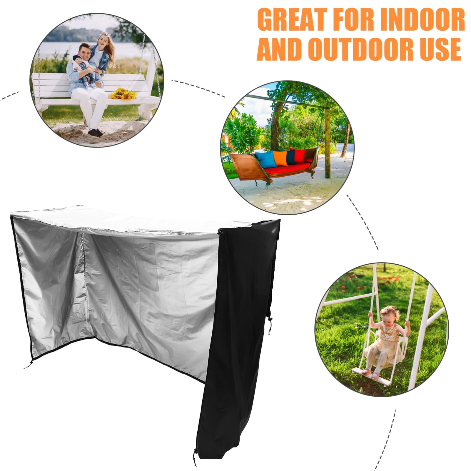 TOYANDONA Housse de Fauteuil Suspendu Imperméable et Résistante la Poussière en Tissu Oxford Protection Extérieure Facile à Transporter Noire pour Balançoire de Jardin
