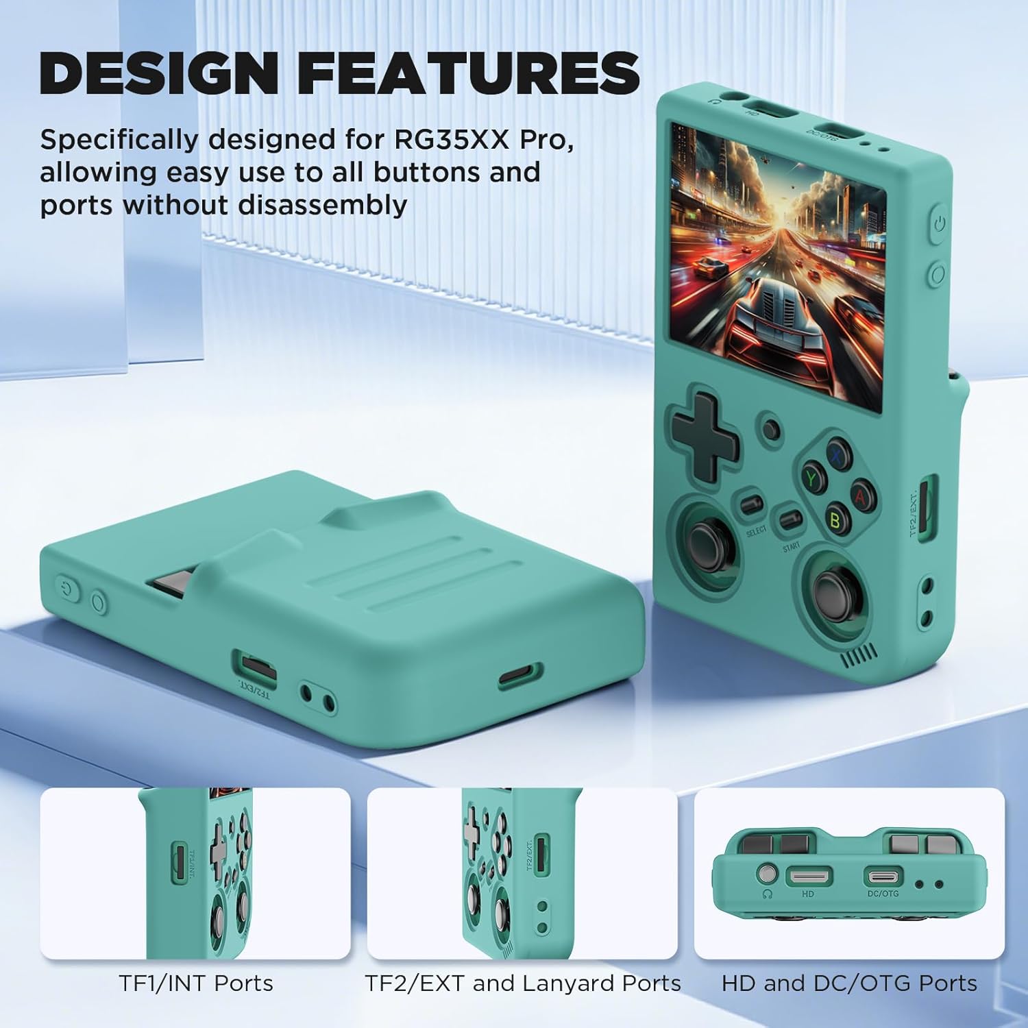 for RG35XX Pro Soft Silicone Protective case,case Compatible with RG35XX Pro and landyard (Pine Green) - Image 3