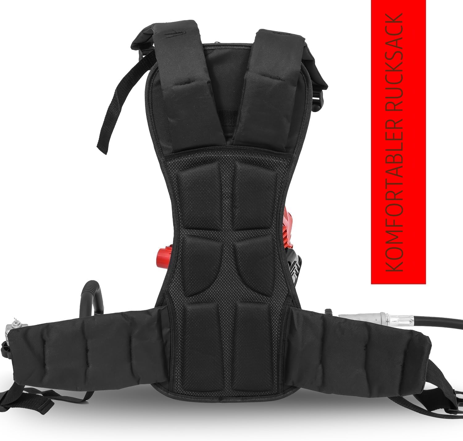 BU-KO 52cc Rucksack-Multifunktions-Gartengerät mit langem Arm: Freischneider und Motorsense, verlängerbare Heckenschere, Hochentaster-Kettensäge, Rasentrimmer, 3X Verlängerungssta
