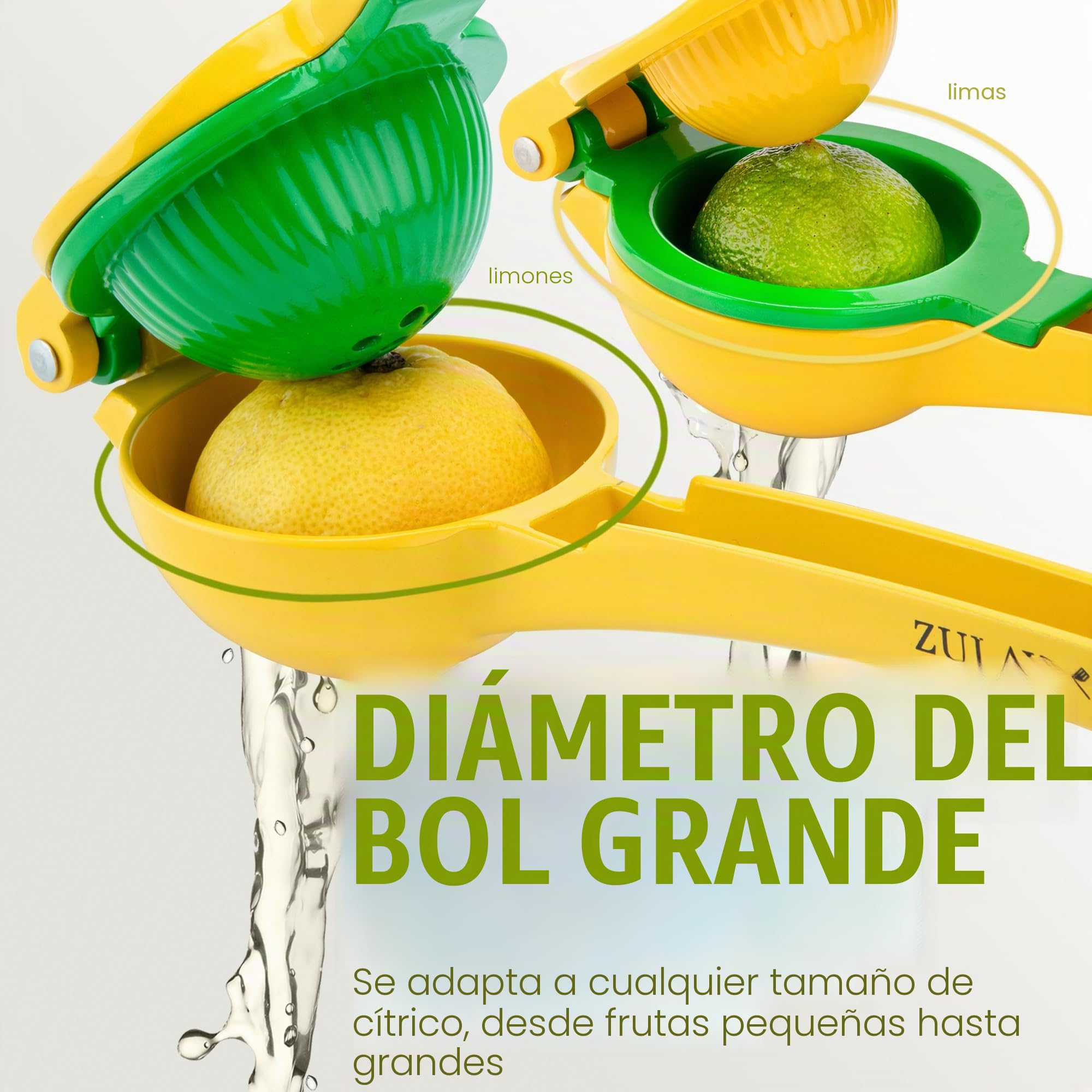 Exprimidor de Limones Manual 2 en 1 Zulay Metal - Máxima Extracción, Fácil de Limpiar - Amarillo/Verde