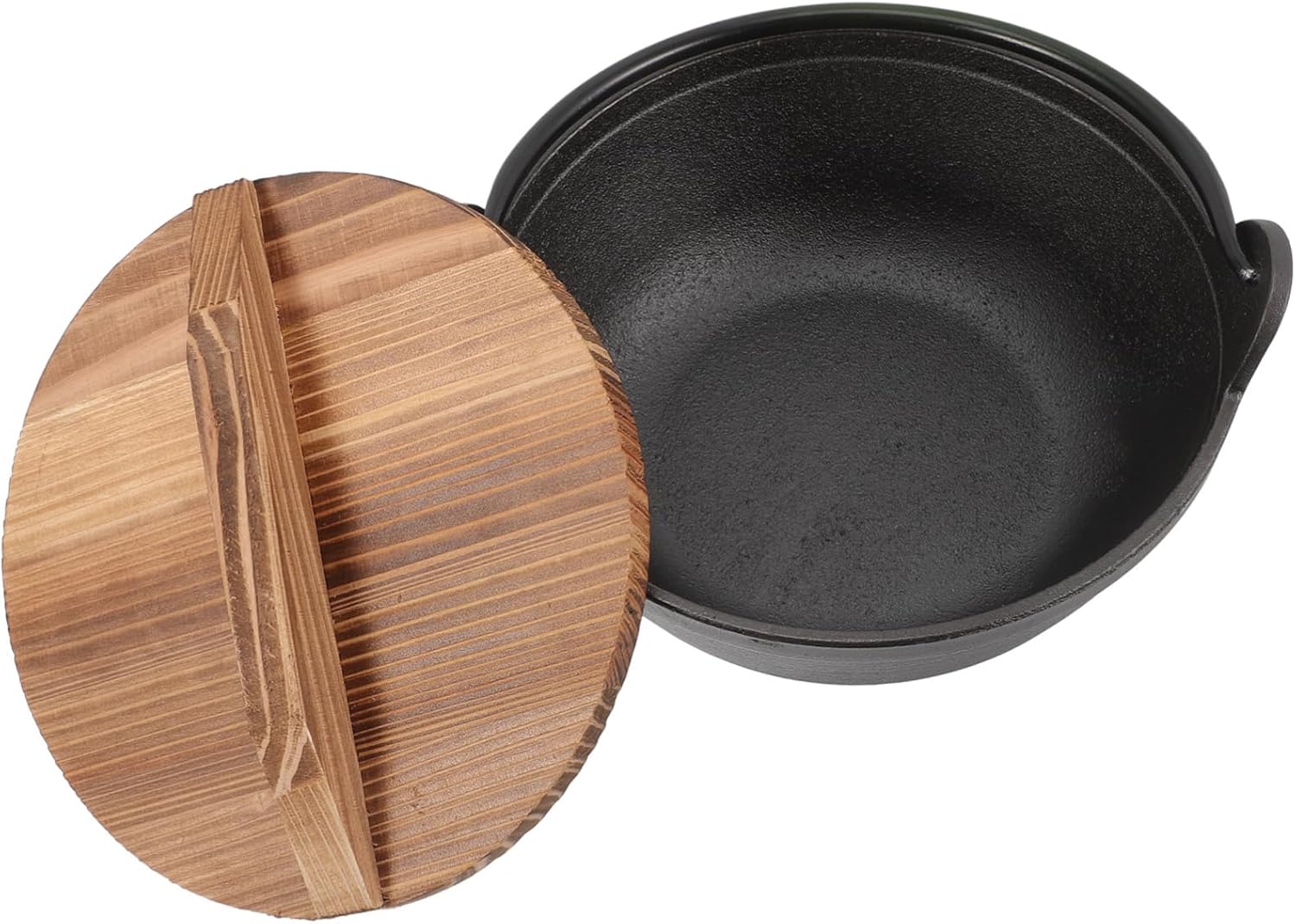 Amosfun Cast Iron Stew Soup Pot Uncoated Japanese Braised Chicken Rice Cooker High Temperature Resistant Cooking Pot with Lid for Outdoor and Home Use