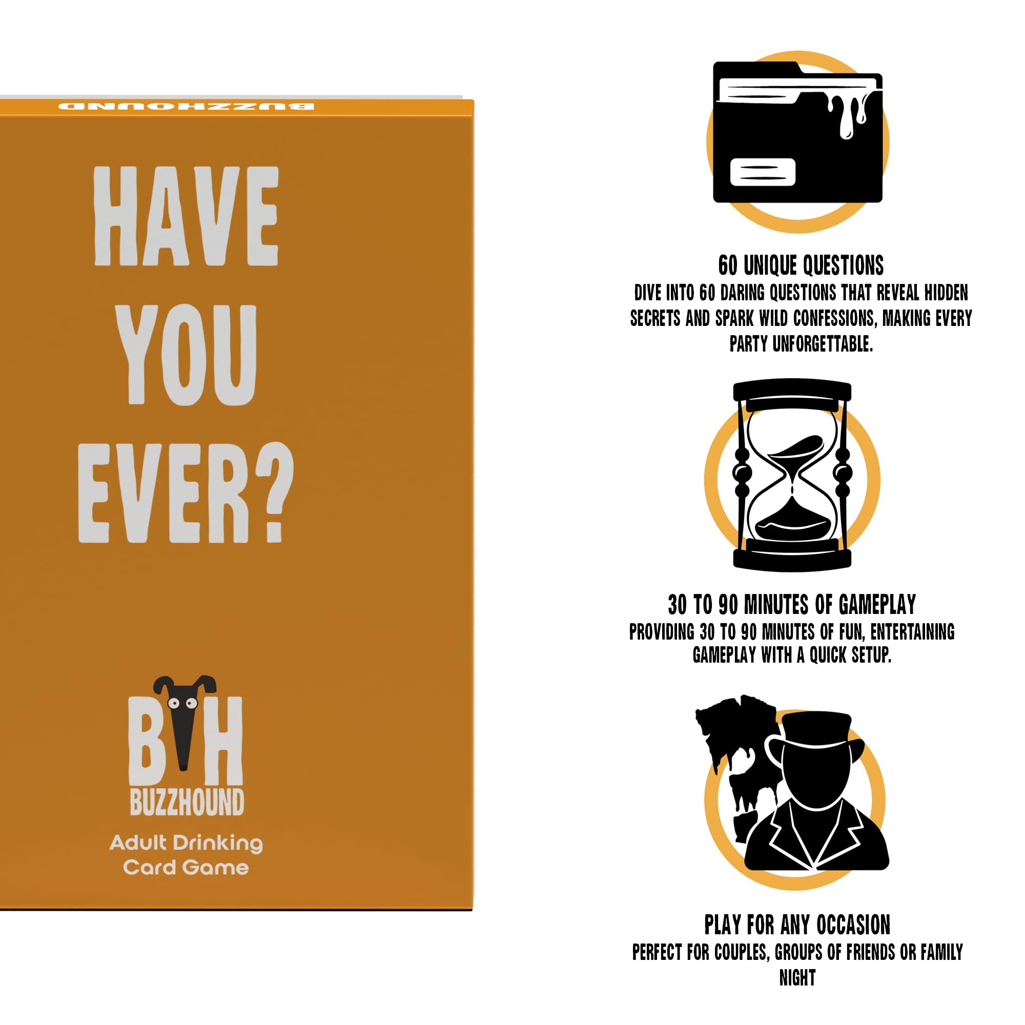 Never Have I Ever Drinking Cards - 60 Karten Set mit gewagten Fragen und Geständnissen - Lustiges Partyspiel für Erwachsene, Freunde, College-Nächte - Perfekt für Geburtstage, Spieleabende und