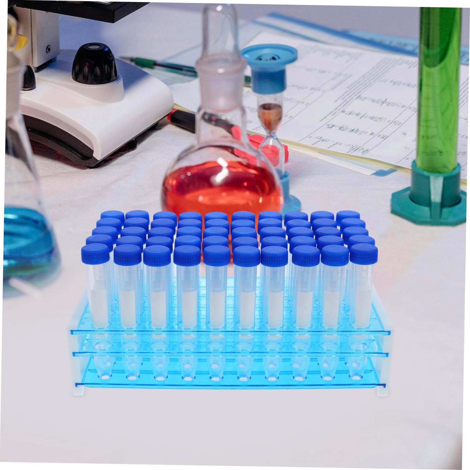 MAGICLULU 100 Stück 15 Ml Reagenzgläser Aus Kunststoff Mit Schraubverschluss 2 Abnehmbare Labor Zentrifugenröhrchen Gestelle Mit Klarer Messskala Auslaufsicher Für Labor Und Wissenschaft