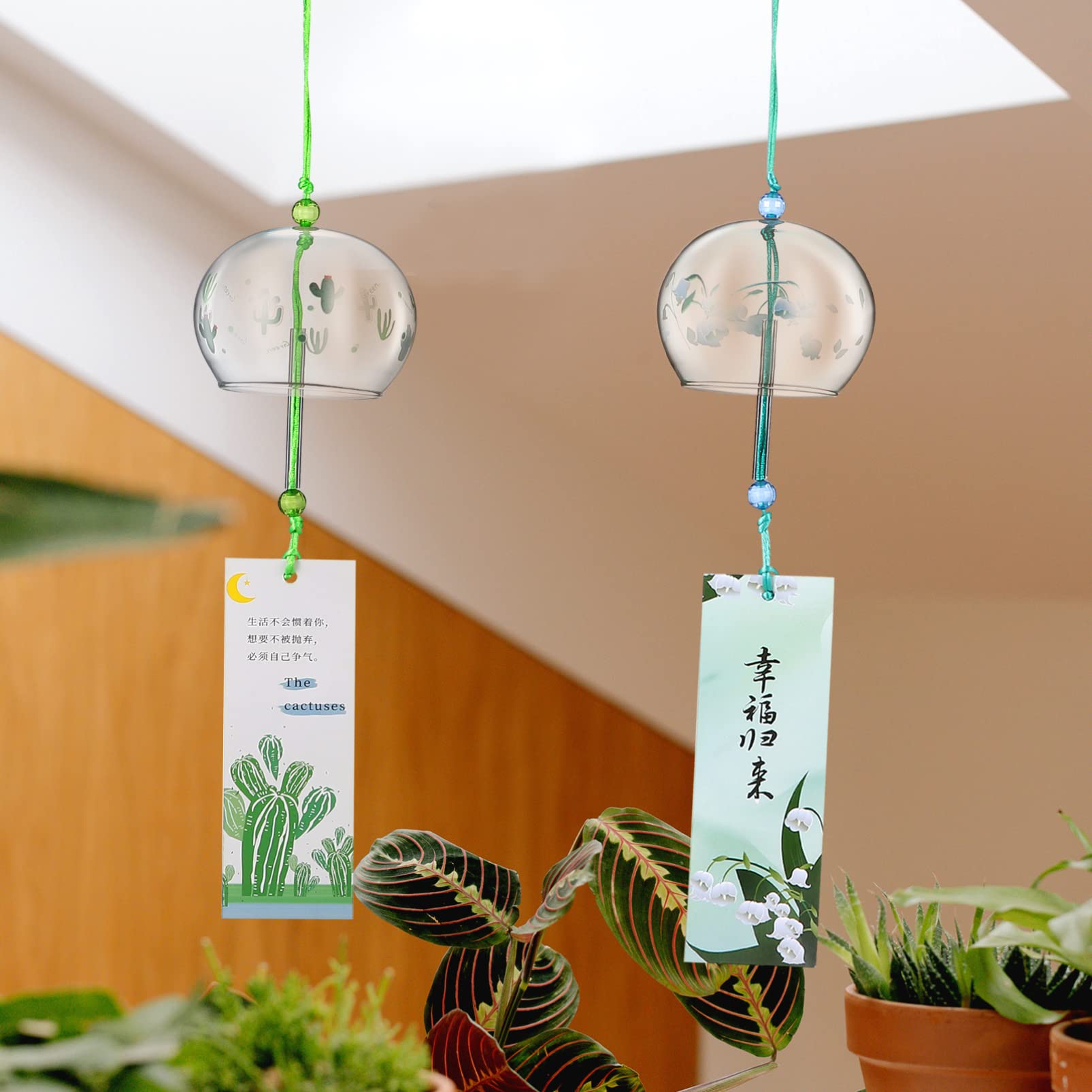 NOLITOY 4pezzi Campanello Vento in Vetro Per Auto Ciondolo in Vetro Per Interni Forma Di Gatto Decorazioni Per Casa e Ufficio Realizzato Con Lavorazione Artigianale