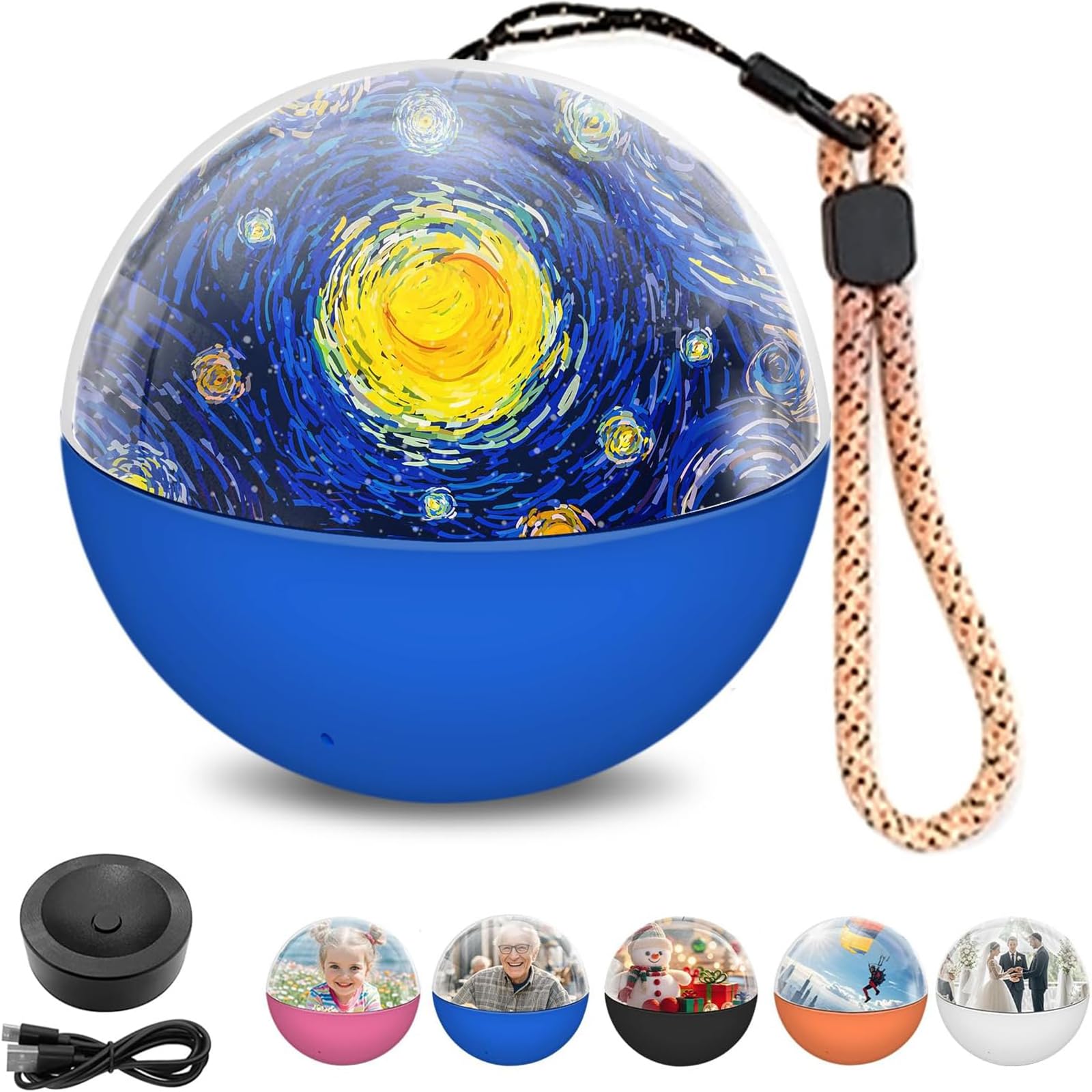 Idée cadeau anniversaire de mariage : boule de cristal 3D bleue avec vidéos USB