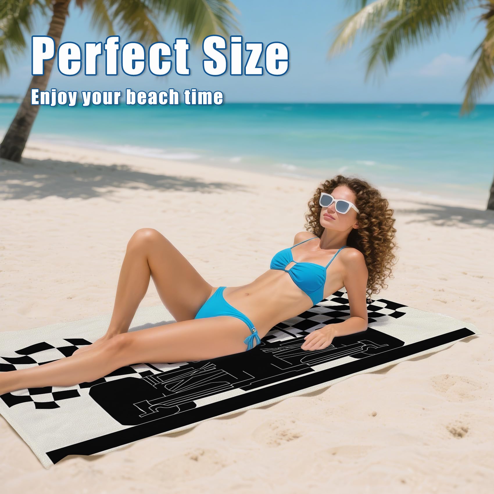 Serviette de Plage Microfibre Formule 1, Drap de Plage XXL Voiture De Course F1 Séchage Rapide & Anti Sable & Légère, Serviette de Bain Grande Taille 100x180 cm, Piscine Sport Voyage