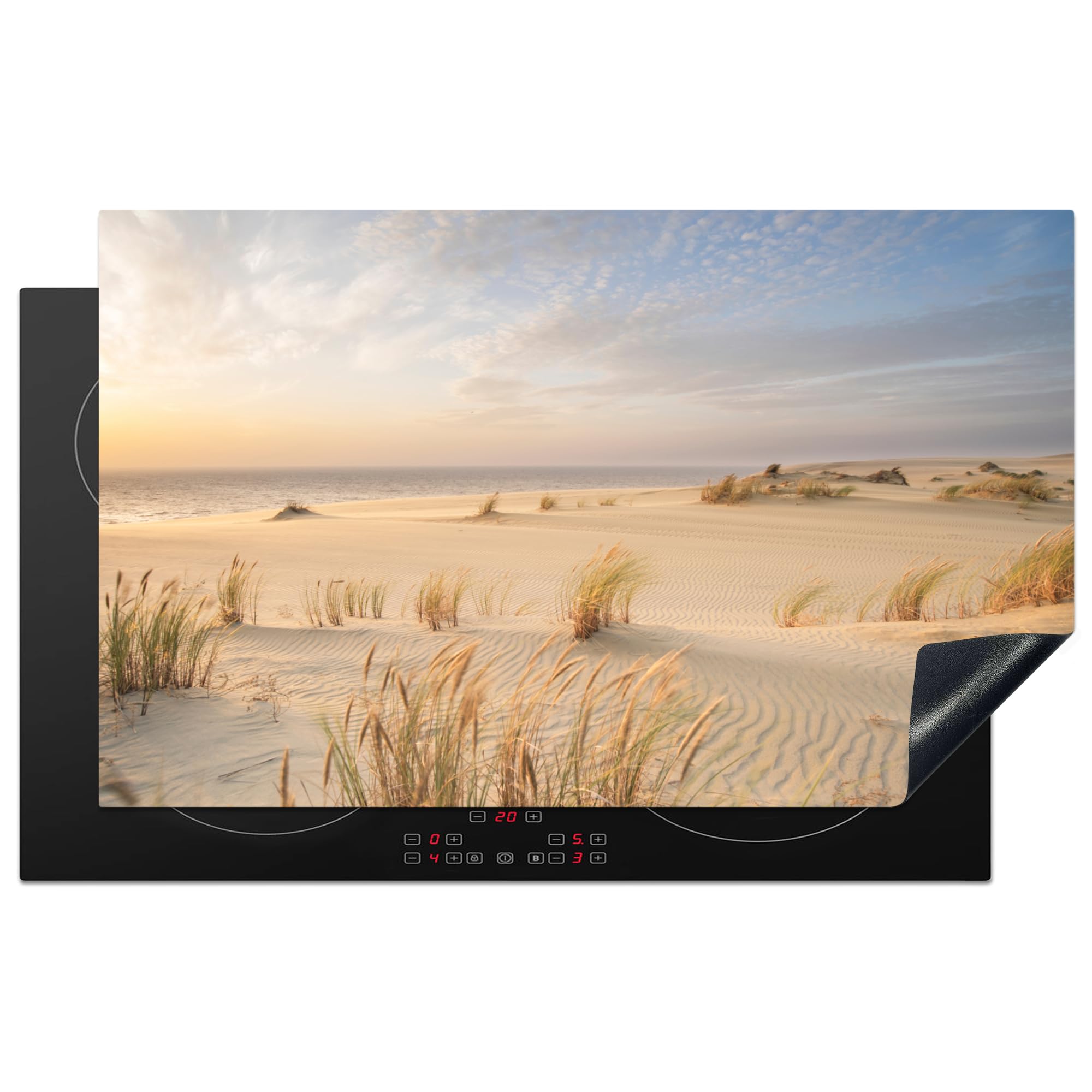 KitchenYeah© Induction Hob Protector Mat 20.5"x33.5" / 85x52 cm Cooker Top Protectors Cover Ceramic Covers Electric Hobs Vinyl Beach - Dunes - Summer - Nature