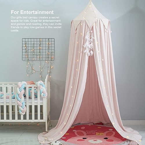 Miniatura 6 de Toldo de cama para niñas, toldo colgante redondo para cuna de bebé, decoración de habitación de cama de niños, rincón de lectura, interior y