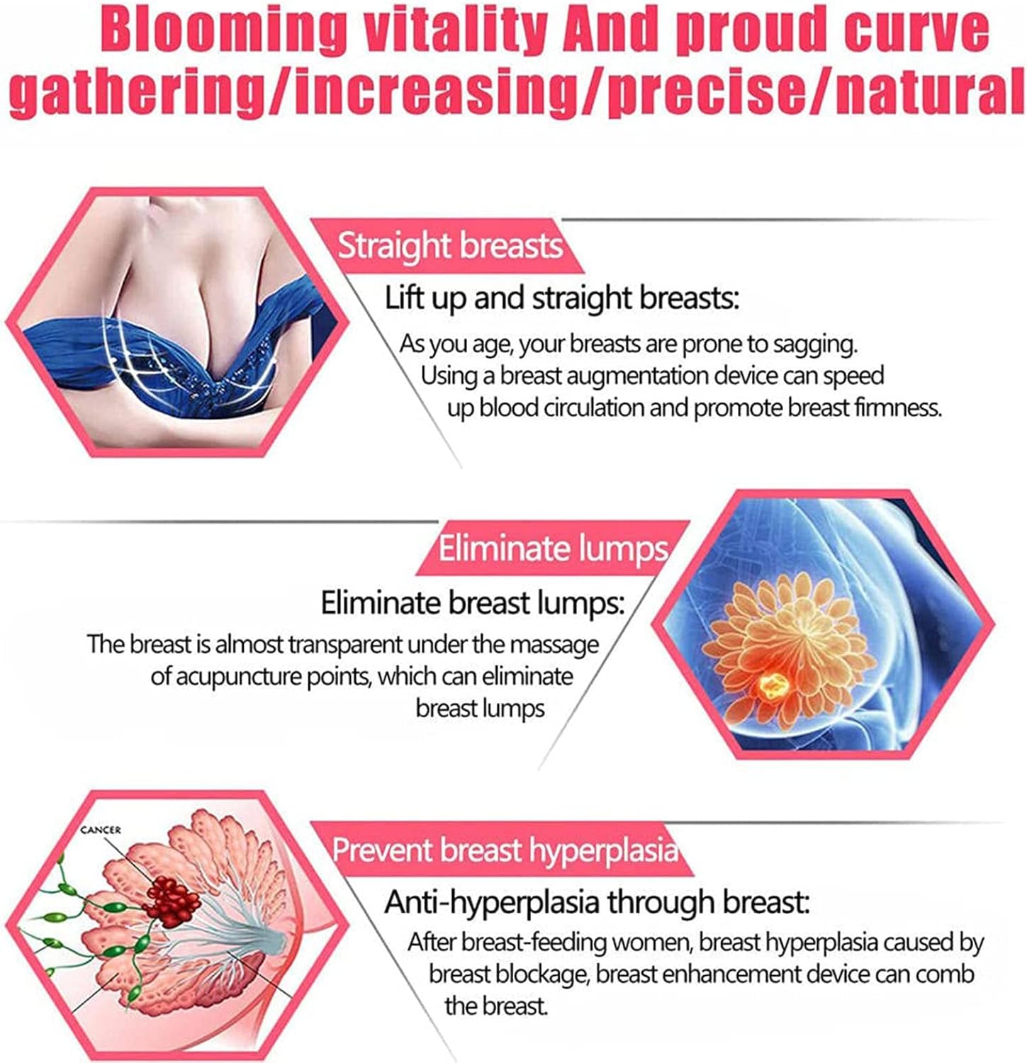 Massage Electric Breast Electric Chest Massager, Anti-Sagging Firming Breast Blood Circulation, USB Bust Lift Enhancer Massager Machine Home Breast Care Device (D-Cup) - Image 4