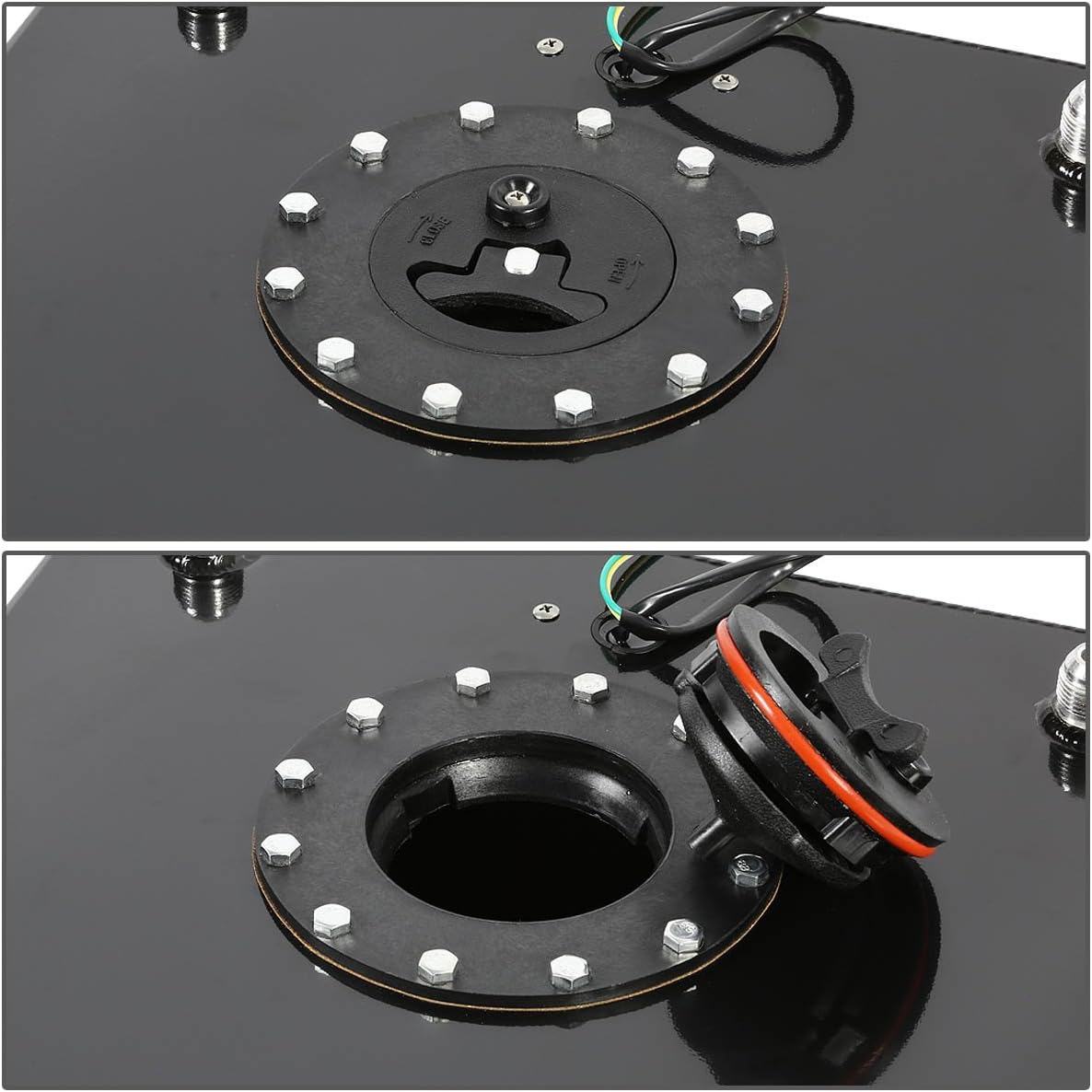 DNA MOTORING 20 Gallons Aluminum Top-Feed Fuel Cell Gas Tank 24" (L) x 19.75" (W) x 10" (H),ALU-FT-T8-BK