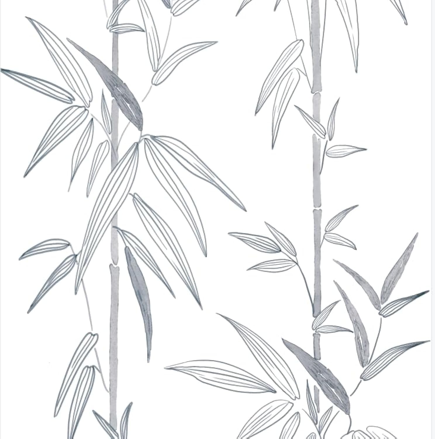 Peel and Stick Grey and White Leaf Wallpaper - Boho Removable Bamboo Contact Paper for Walls - Self Adhesive Decorative Paper 17.3" x 118"