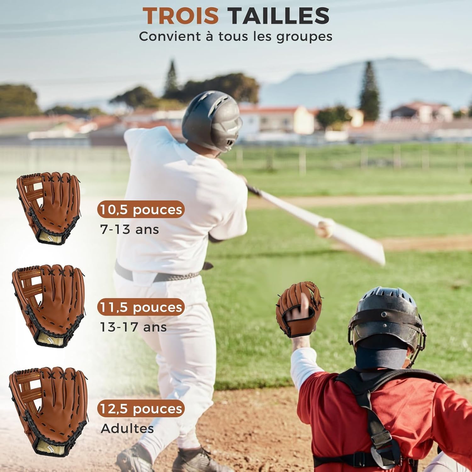 Guante de béisbol para niños/jóvenes/adultos, guantes de softbol deportivo de cuero de la PU mano izquierda