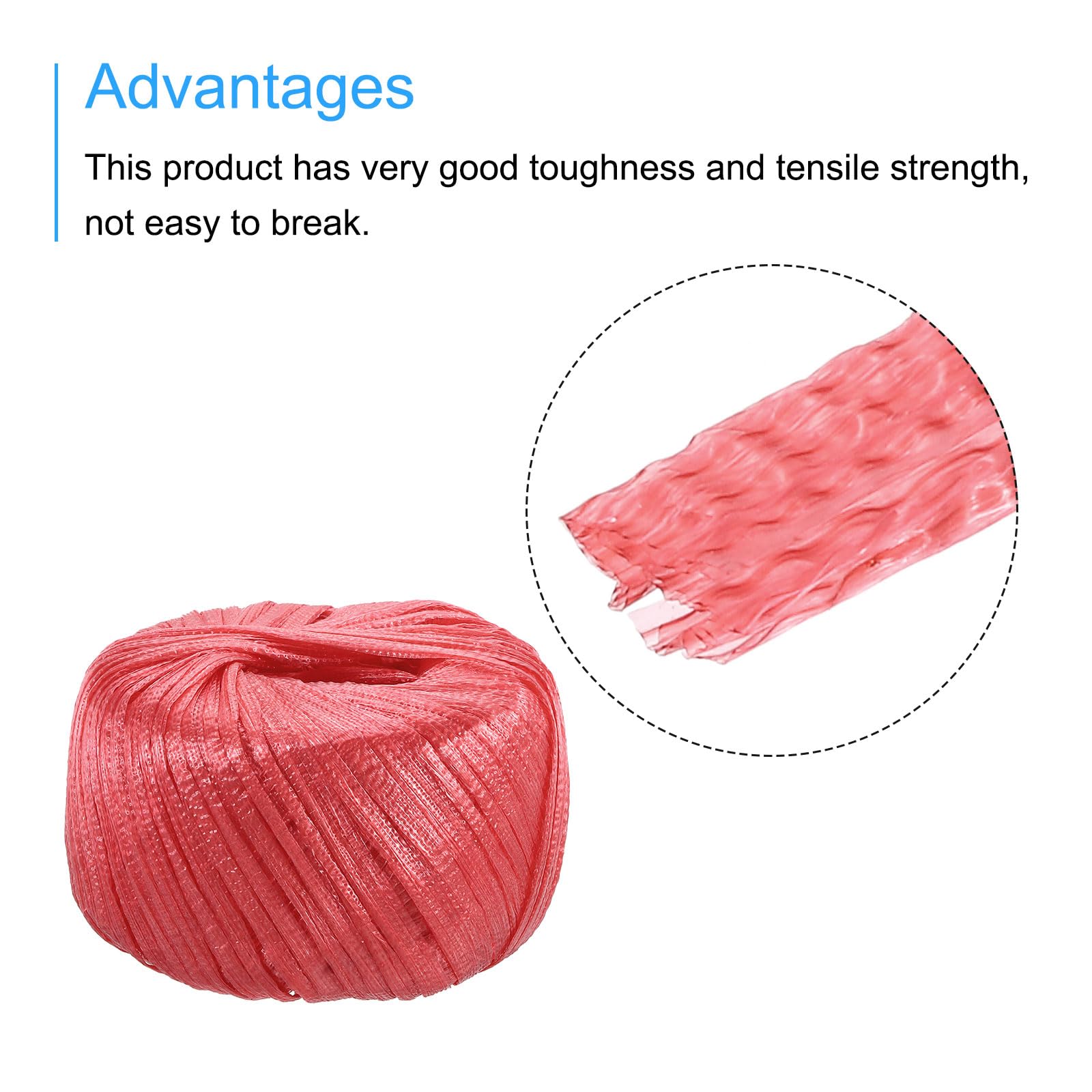 QUARKZMAN Corda in Plastica Poliestere Nylon per Casa, Larghezza 20Mm, Lunghezza 80m/262Ft,Per Imballaggio Giardinaggio Artigianato Confezione da 5 (Rosso)