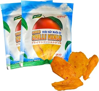 Dried Mango Salt Chili, 3.5 oz 100 g, Soft Dried Mango with Chili Salt - Xoai say muoi Viot Viot 3.5 oz 100 g x 2 Bags