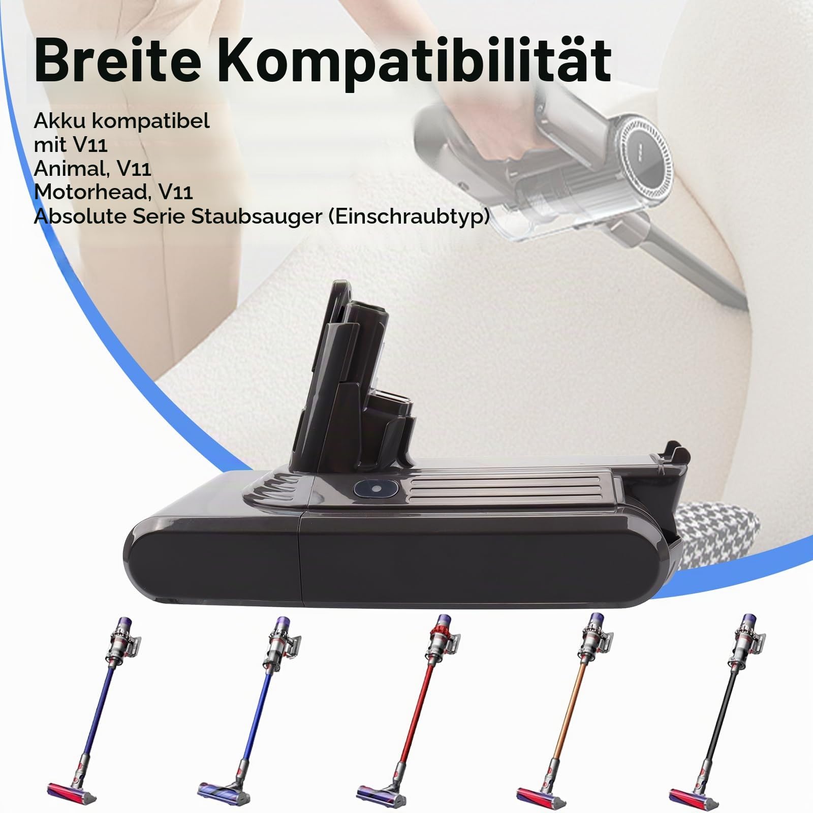 25,2 V 3900 mAh V11 SV14 Ersatz-Akku, verbessert, kompatibel mit Dyson V11 (Einschraubtyp) SV14 Absolute Complete Fluffy Akku-Staubsauger mit Abdeckung (Nicht für Knopfstil)