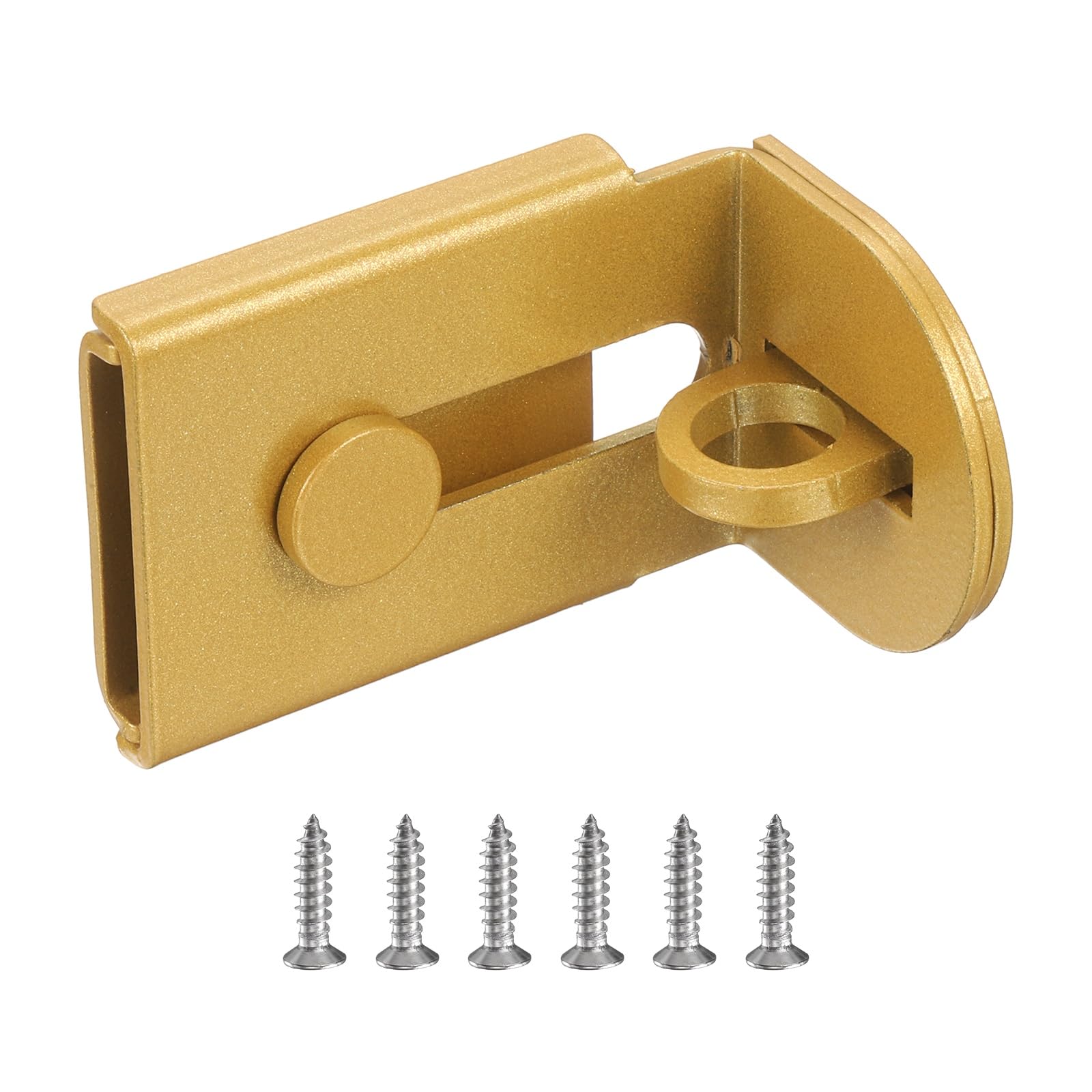 sourcing map Sliding Door Lock, 2.39" 90 Degree Safety Hasp Locking Latch, Stainless Steel Right Angle Security Padlock with Screws for Push/Sliding/Barn Doors and Gate, Gold