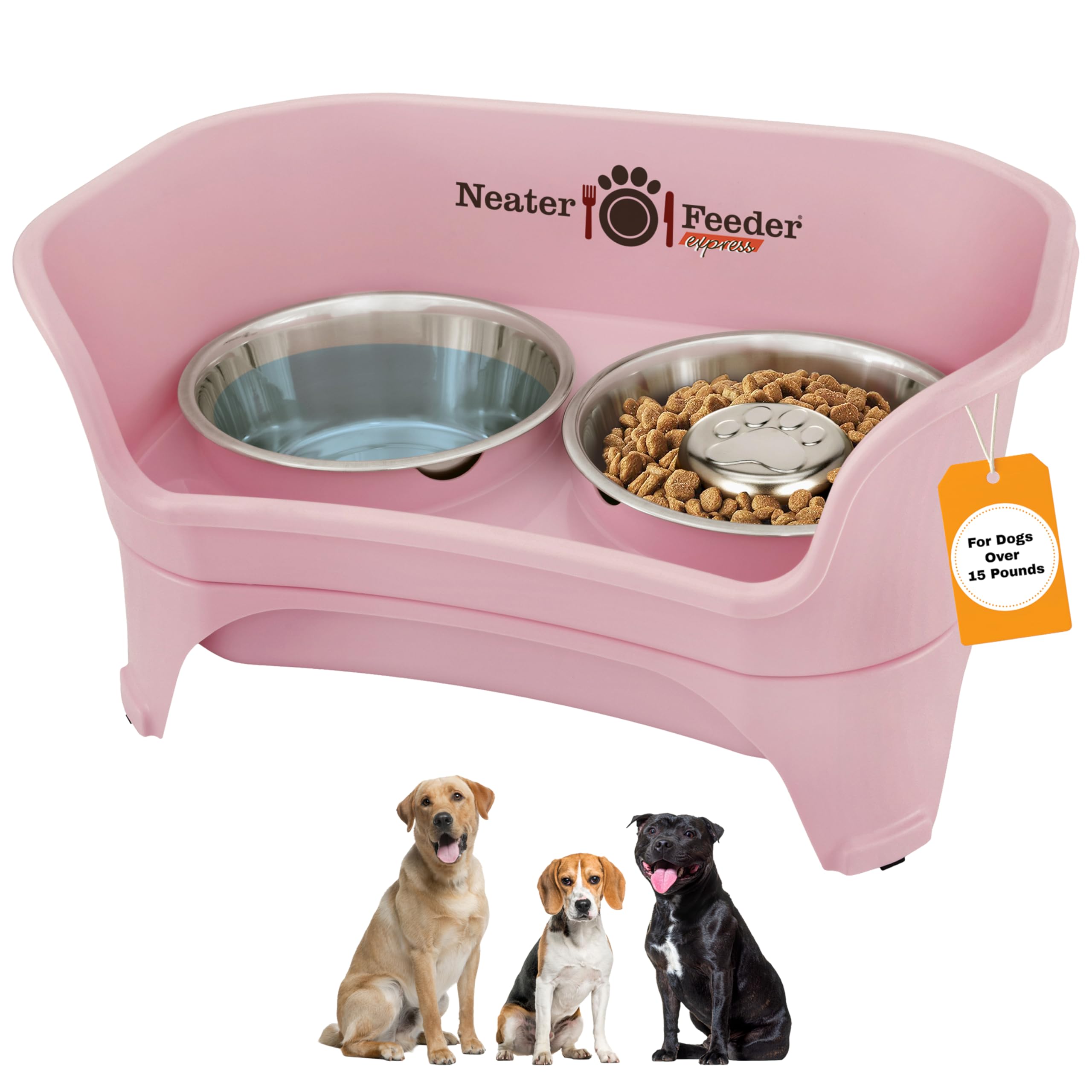 Neater Feeder Express Mess Proof Dog Bowls Elevated for Small Breeds under 15 Lb, Made in USA, No Spill Raised Dog Food Bowl Stand, Stainless Steel Food and Water Bowl Set, Feeding Station, Cappuccino — Amazon image 11