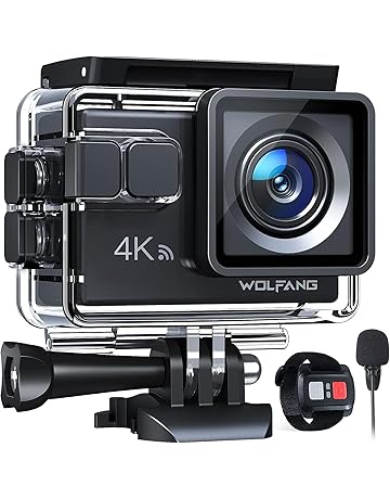WOLFANG Action Camera 4K 20MP GA100, Waterproof 40M Underwater Camera for Snorkeling, EIS Stabilization WiFi 170° Wide Angle Helmet Camera for Vlogging with External Microphone, Remote Control