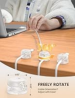 Vista 4 de Lamicall 6Pack Clear Rotatable Cord Organizer - [1s Lock] Cable Clips Phone Charger Cord Holder, Desk Cable Management, Adhesive Wire Organizer for
