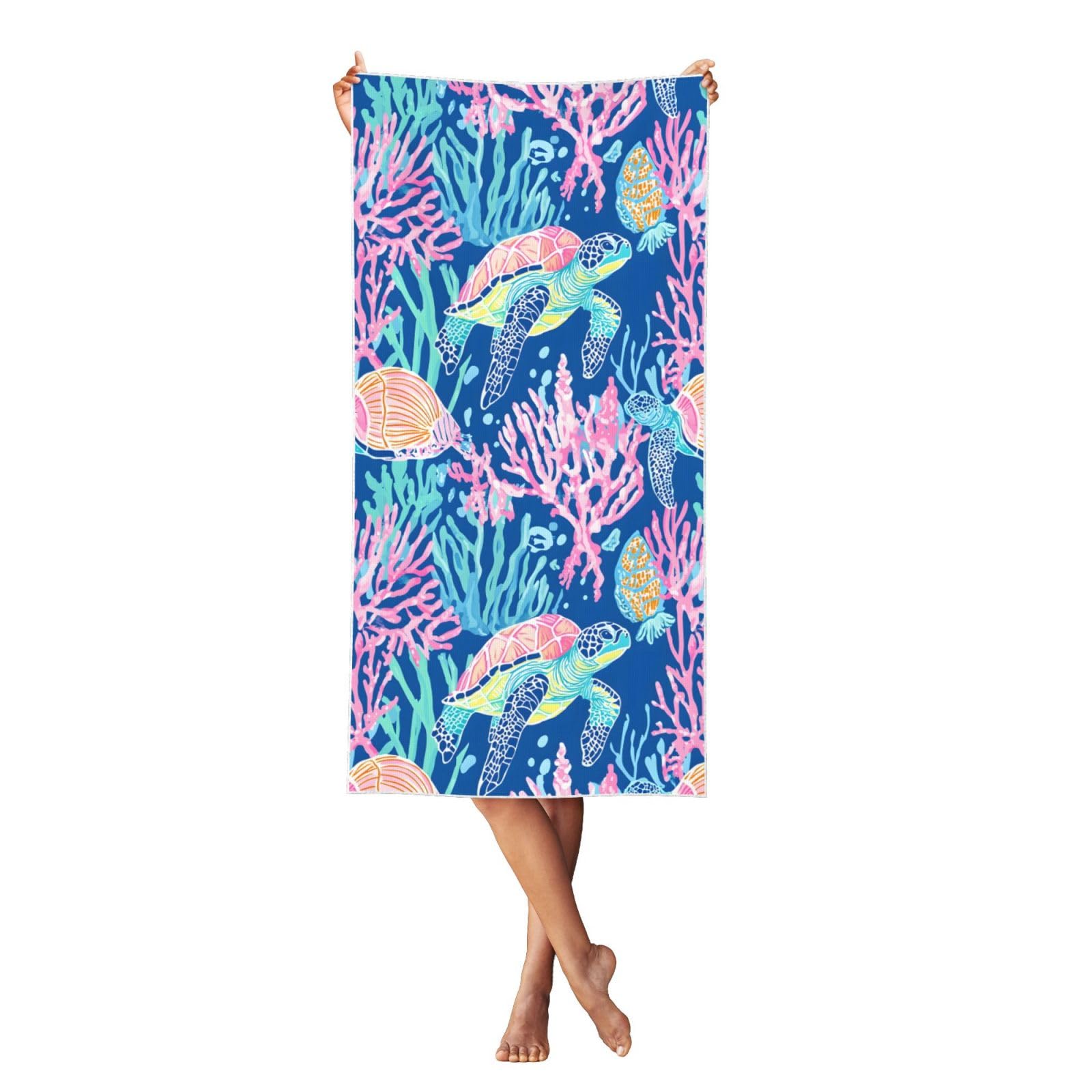 Lornarta Oversized Beach Towel 55×27inches Submarine World Quick Drying Absorbent Super Soft Towel Sand Free Beach Towel Suitable for Beach Pool
