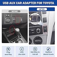 Vista 4 de Anina USB AUX Montaje empotrado para Toyota, cable de extensión AUX de 0.138 in para salpicadero de automóvil macho a hembra, adaptador de enchufe