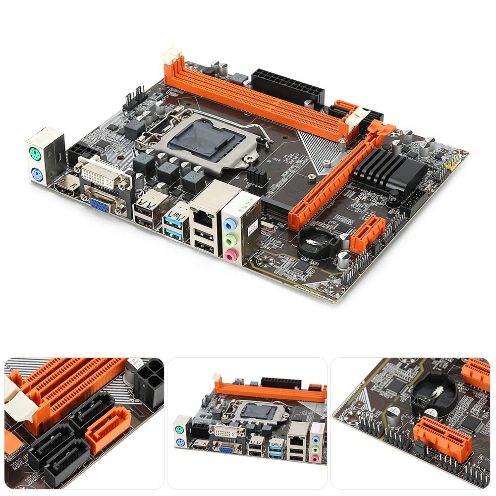 Pusokei Placa Base de Escritorio, Placa Base Socket de Escritorio LGA 1155 DDR3 para B75, Interfaz 3 x SATA2.0, Compatible con Salida Dual VGA + HDMI + DVI