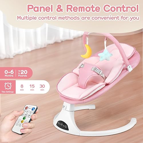 Miniatura 4 de Columpios para bebé Columpio Bluetooth para bebé de 5 velocidades con movimiento y diseño cómodo Bebé portátil con asiento lavable a máquina