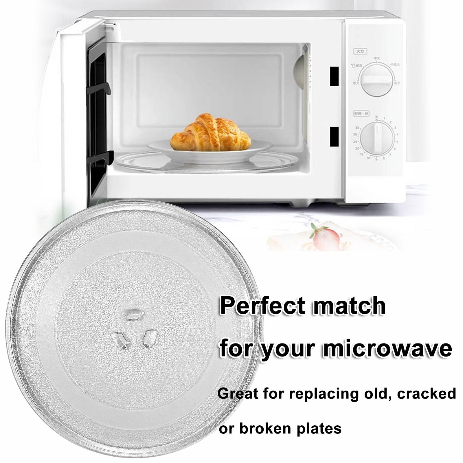 DL-pro - Assiette tournante universelle pour micro-ondes - Plaque tournante en verre - Plateau en verre - Rond - Plaque de rechange pour micro-ondes - 31,5 cm - Avec 3 picots DL-pro - Assiette tournante universelle pour micro-ondes - Plaque tournante en verre - Plateau en verre - Rond - Plaque de rechange pour micro-ondes - 31,5 cm - Avec 3 picots