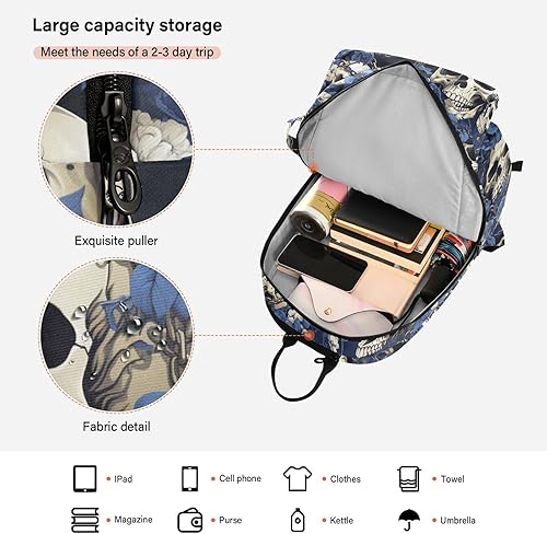 Miniatura 6 de Raqueta de tenis de bádminton bolsas grandes resistentes de flores azules calaveras hippie 2 raquetas acolchadas bolsa de tenis bolsa de gimnasio