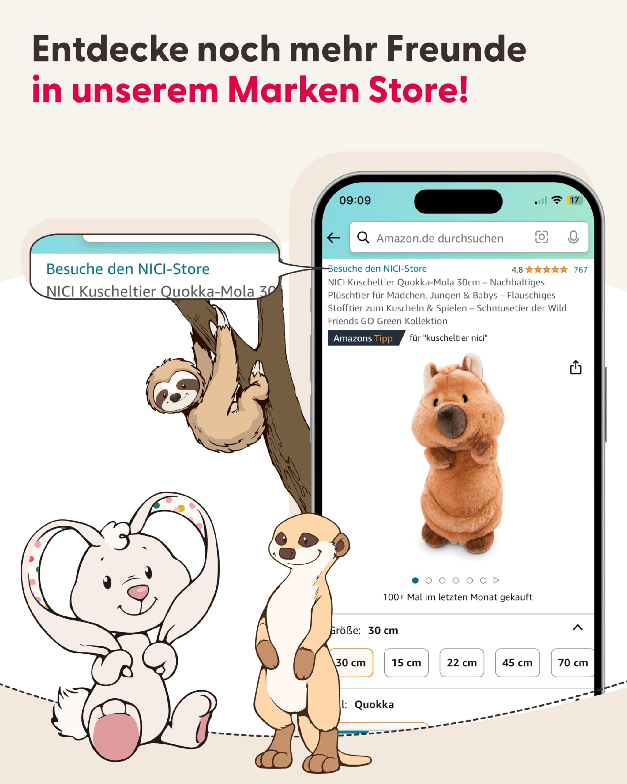 NICI Kissen Glückskatze 43x25cm - braun - Flauschiges Kuscheltierkissen für Jungen, Mädchen Kuscheltierliebhaber, ideal für Zuhause, Kindergarten oder unterwegs - 62164