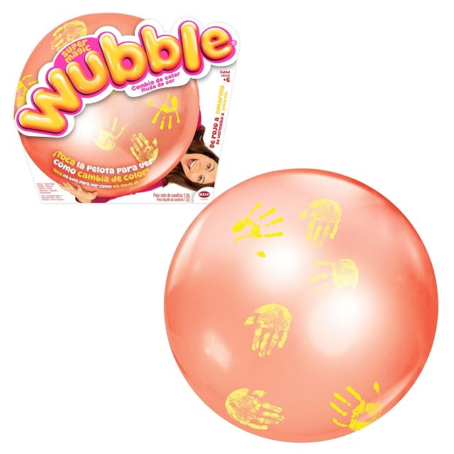 Bizak Super Magic Wubble Color Rojo, Pelota Gigante con Efecto Cambio de Color al tocarla, hasta 75 cm