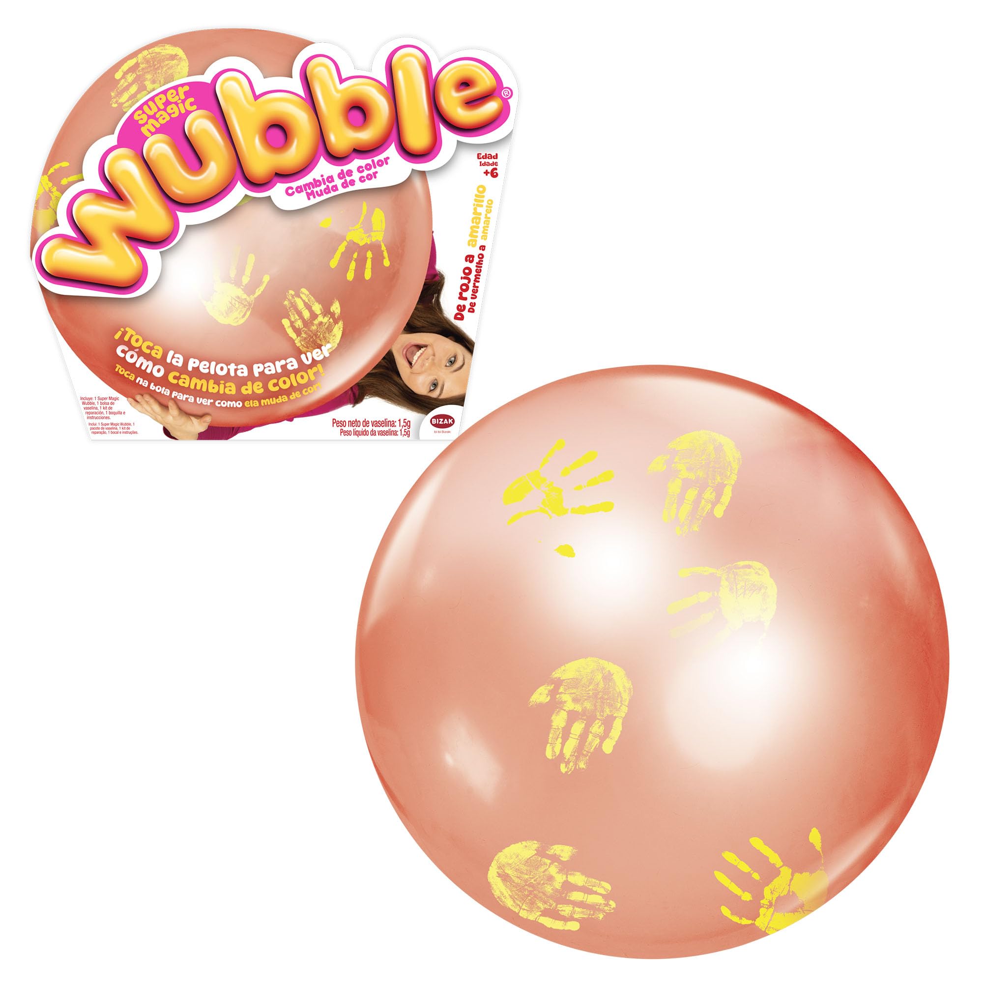 Bizak Super Magic Wubble Color Rojo, Pelota Gigante con Efecto Cambio de Color al tocarla, hasta 75 cm, Flexible y Ligera, no Necesita Bomba de inflado, para niños Desde 6 años (62941620-2)