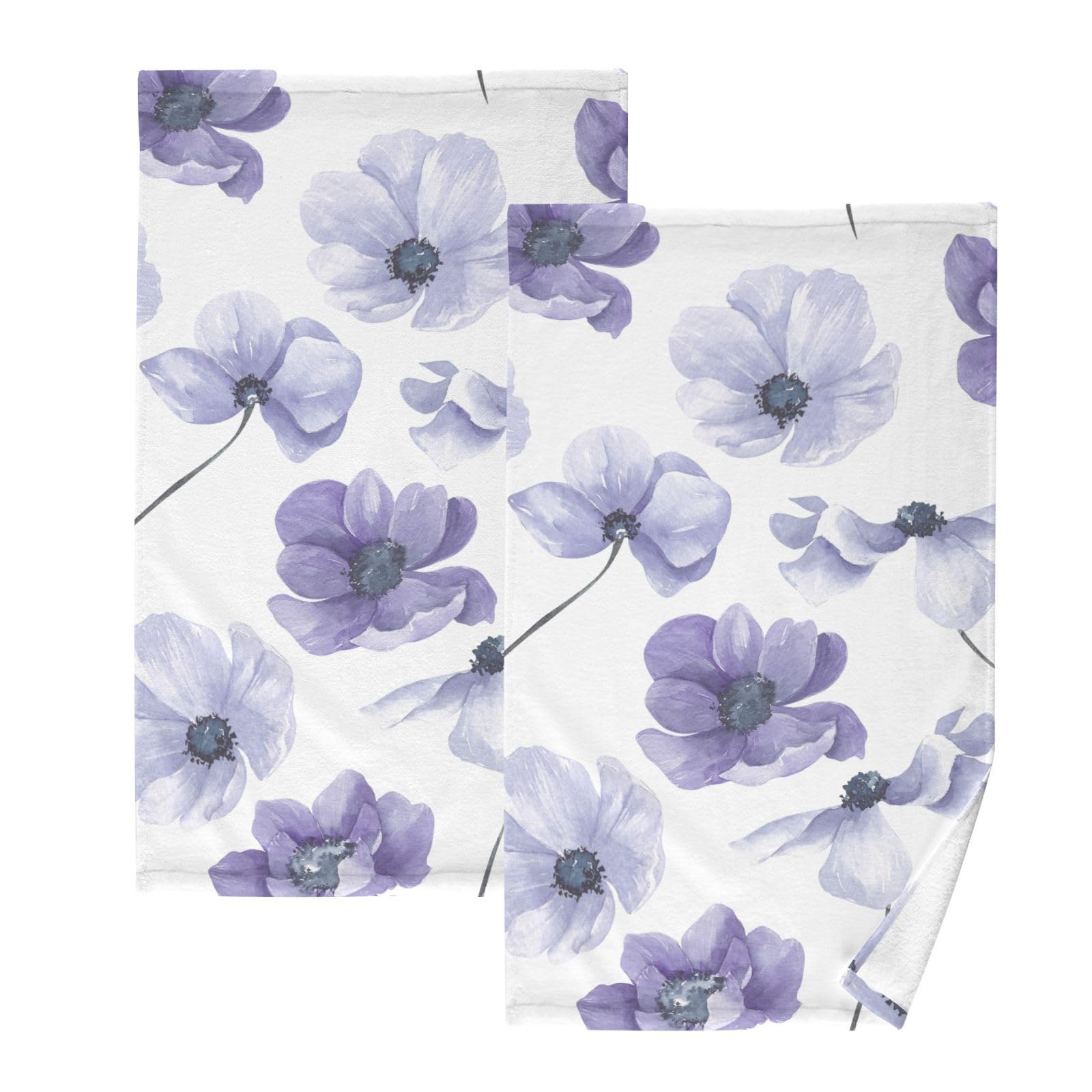 Asciugamani assorbenti e morbidi in cotone con motivo floreale viola, set di asciugamani da bagno multiuso, ad asciugatura rapida, salviette naturali per pelli delicate, confezione da 2