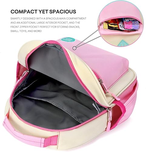 Miniatura 3 de mibasies Mochila escolar para niñas y niños, mochila escolar para preescolar y primaria.., beige rosado, Mochilas Daypack