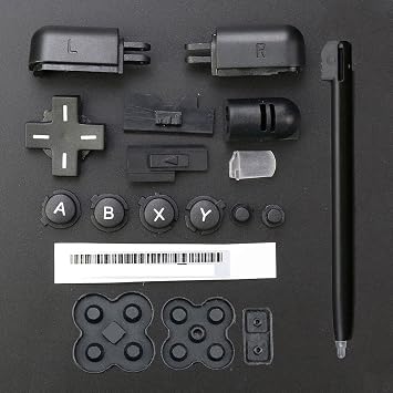ABXY L R D Pedler  apraz D me Tam D me Seti +  letken D me Pedi + Stylus Dokunmatik Kalem + Nintendo DS Lite NDSL Yedek Etiket Siyah