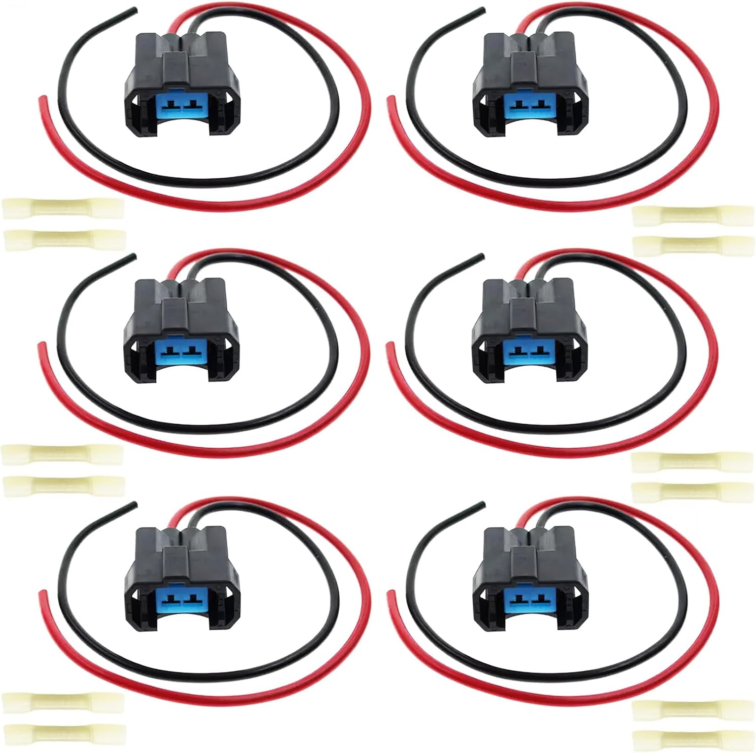 6PCS Fuel Injector Connector Plug Pigtail Wiring Harness for Honda Accord Odyssey Pilot Ridgeline V6 Engine for Acura TL CL MDX NSX RL Saturn Vue 6 fit Chevy Silverado 3500 Replaced 89046626A FJ339