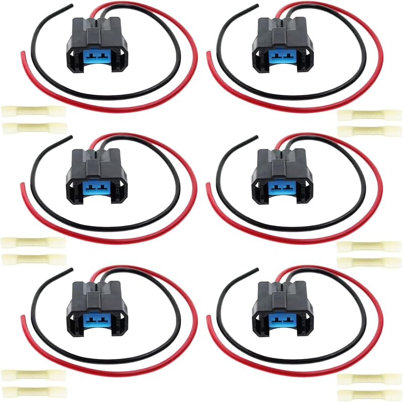 Conector elétrico de bico injetor Micarun 2 pinos para Honda, Acura, Saturn e Chevrolet – 6 unidades