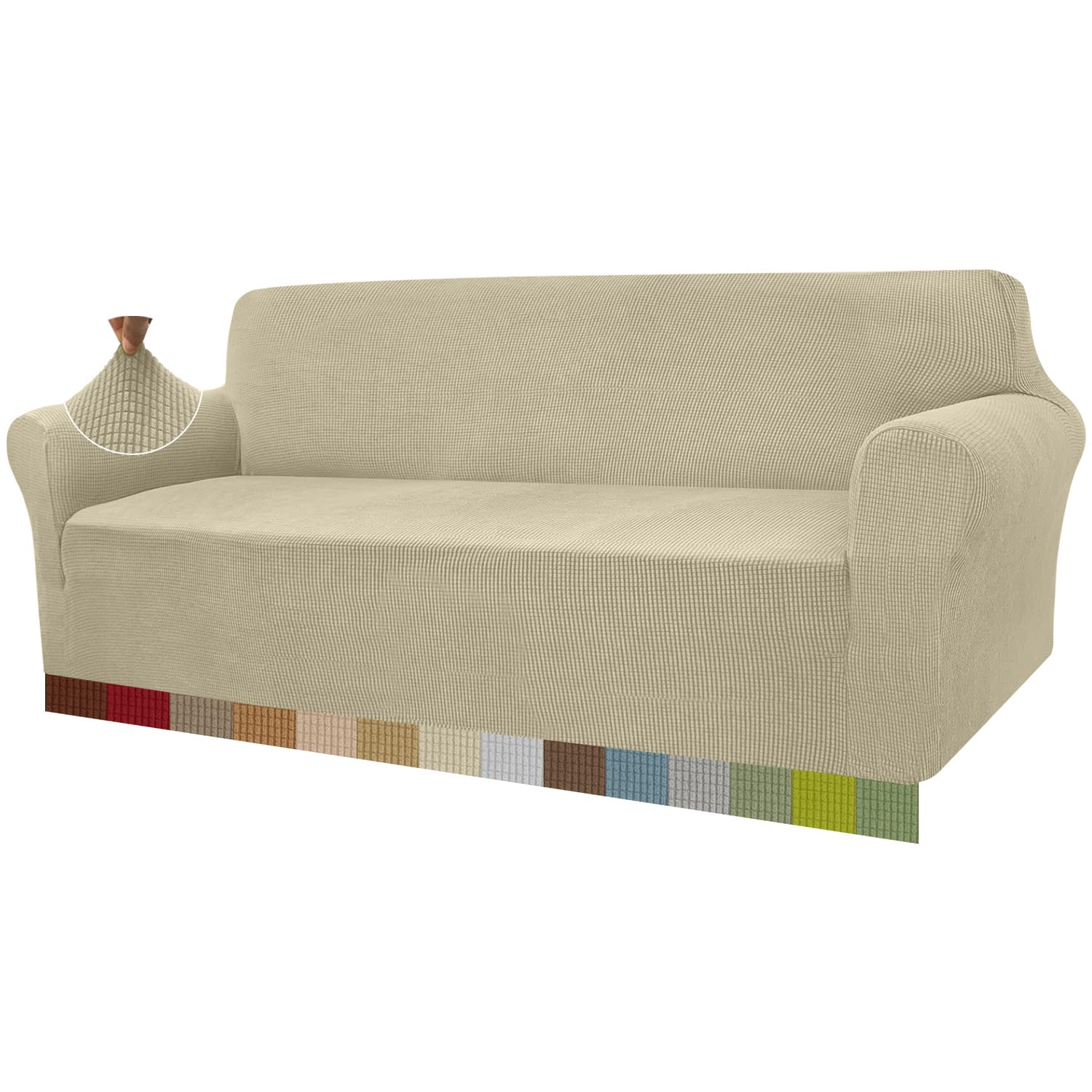 Granbest - Copridivano altamente elasticizzato, moderno, jacquard, per soggiorno, funge da protezione per cani e animali domestici (4 posti, colore cachi)