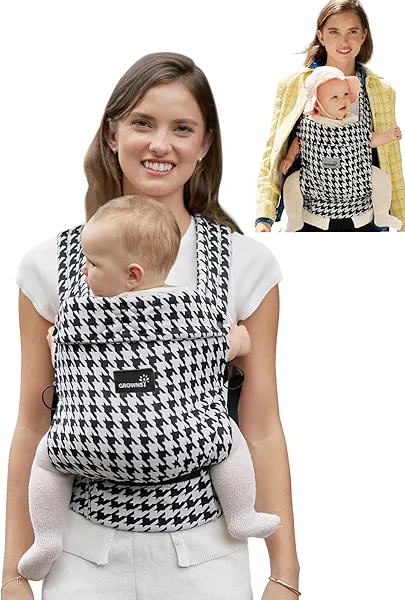 GROWNSY Baby Carrier Newborn to Toddler, Ergonomic Baby Toddler Carrier Slings Wraps with Head Support, Easy to Wear, Infant Carrier Baby Gift, Travel and Hiking Friendly,for 7 to 44 lb(Houndstooth)