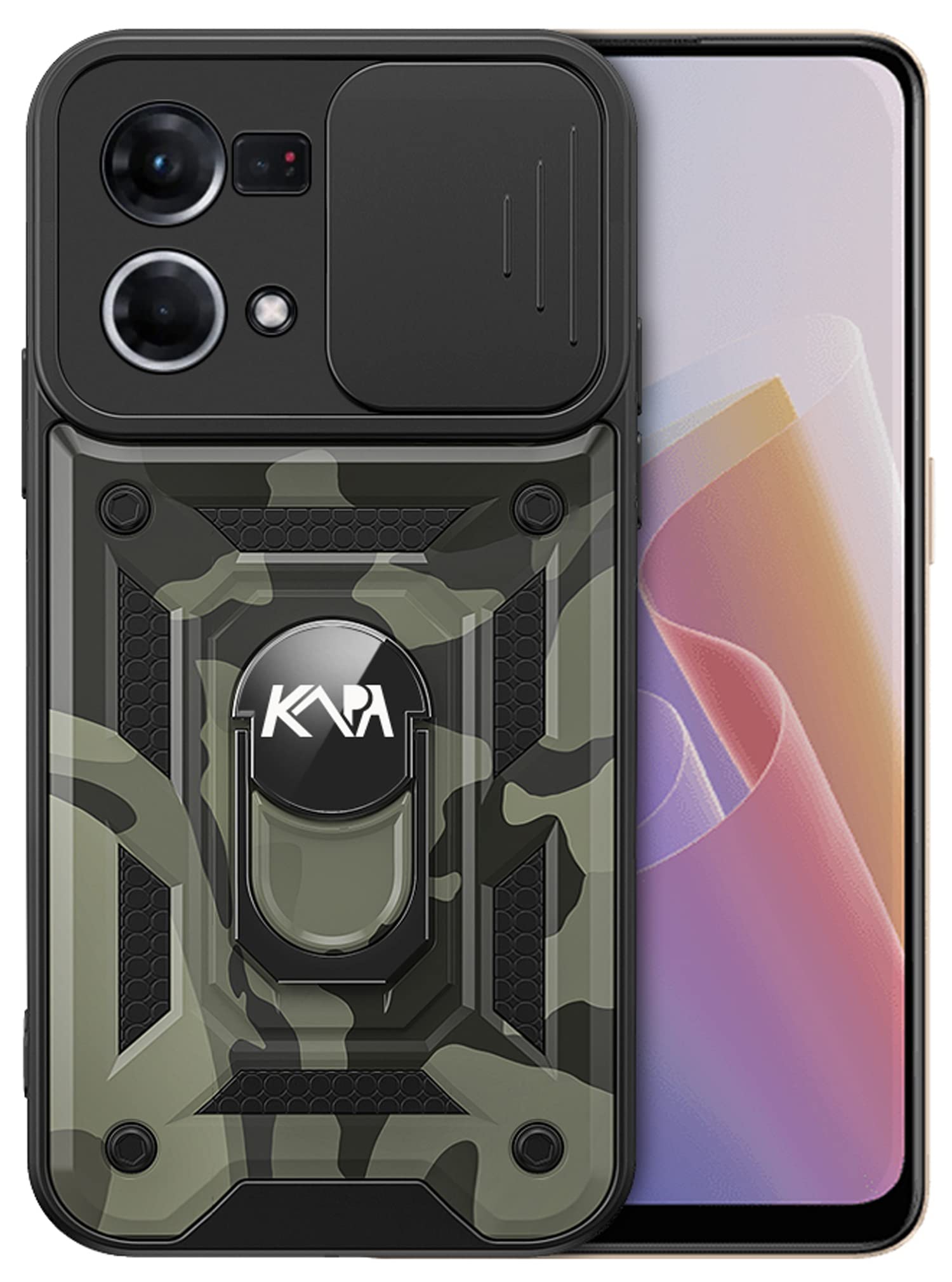 Kapa Tank Back Cover for Oppo F21 Pro (4G), Ring + Slider Shockproof Lens Protection Case (Black) (B0BBLZRP71) Amazon Price History, Amazon Price Tracker