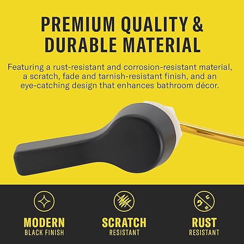 Miniatura 4 de Qualihome Manija de inodoro de montaje frontal, mango universal para inodoro, elegante manija de inodoro, kit completo de repuesto de mango de