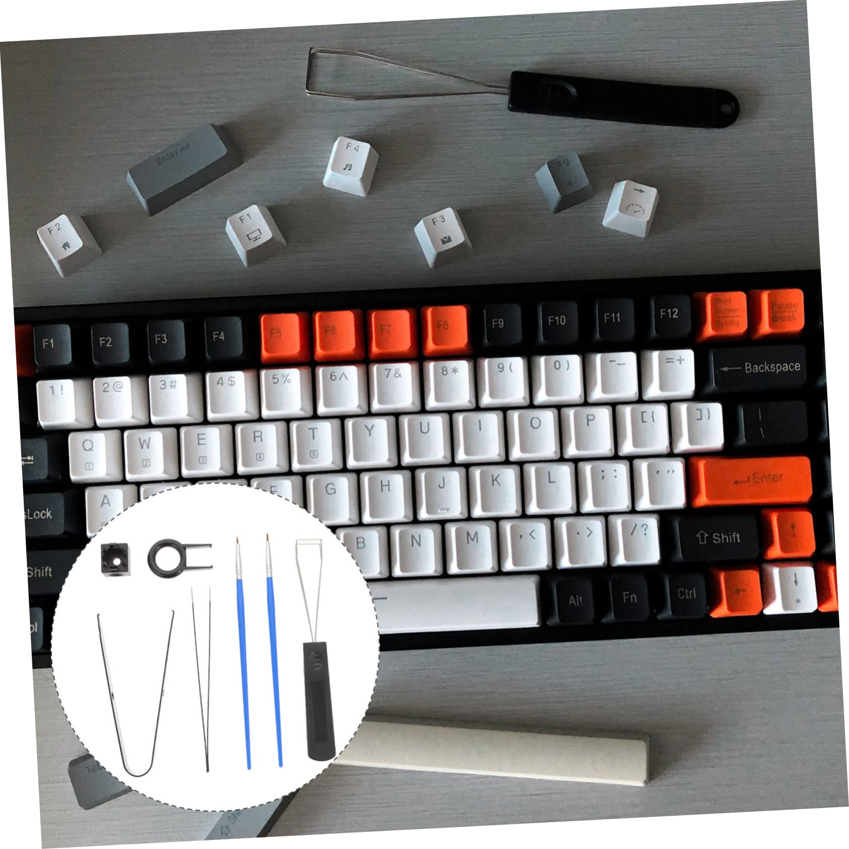 PartyKindom 3sets Strumenti Per Pulizia e Manutenzione Tastiera Meccanica Kit Completo Con Estrattore Spazzola e Pinzette Per Accessori Tastiere Per Appassionati Di Tastiere e