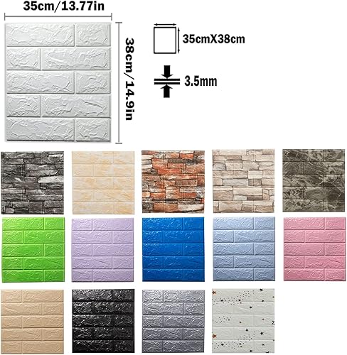 Miniatura 2 de 10 pegatinas de pared de ladrillo 3D de 15.0 x 13.8 in, paneles de espuma autoadhesivos, papel pintado de ladrillo para sala de estar, TV de fondo,