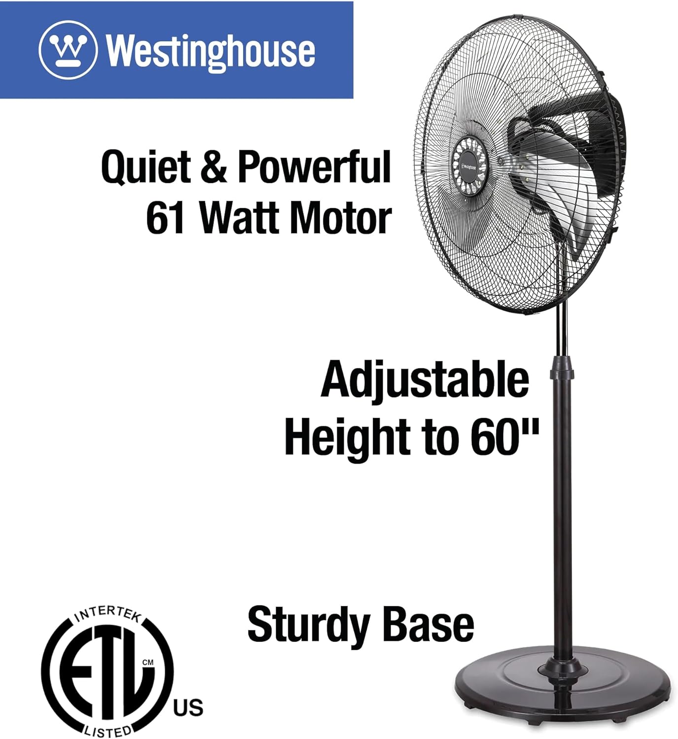 Westinghouse 18-Inch Oscillating Stand Fan - 3-in-1 Turbo Cooling with Metal Grill, 360° Oscillation, and 3-Speed Settings