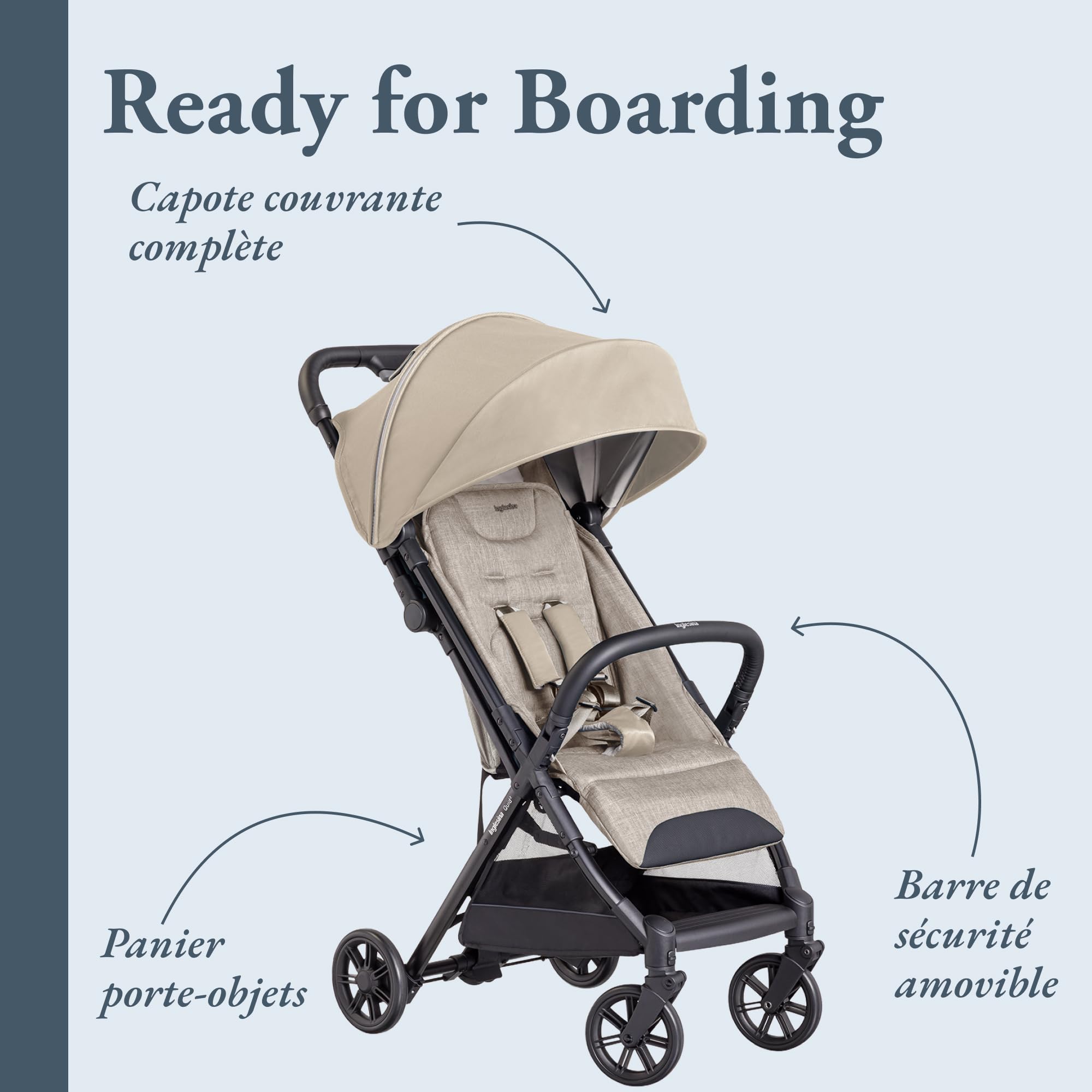 Inglesina Poussette légère Quid², jusqu'à 22 kg, Compacte et Légère, Idéale pour l'Avion, Alpaca Beige