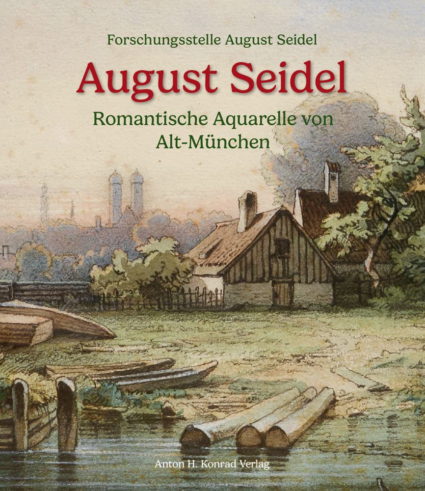 Aquarelle Alt-München August Seidel : Peinture Romantique Munich Art Allemand