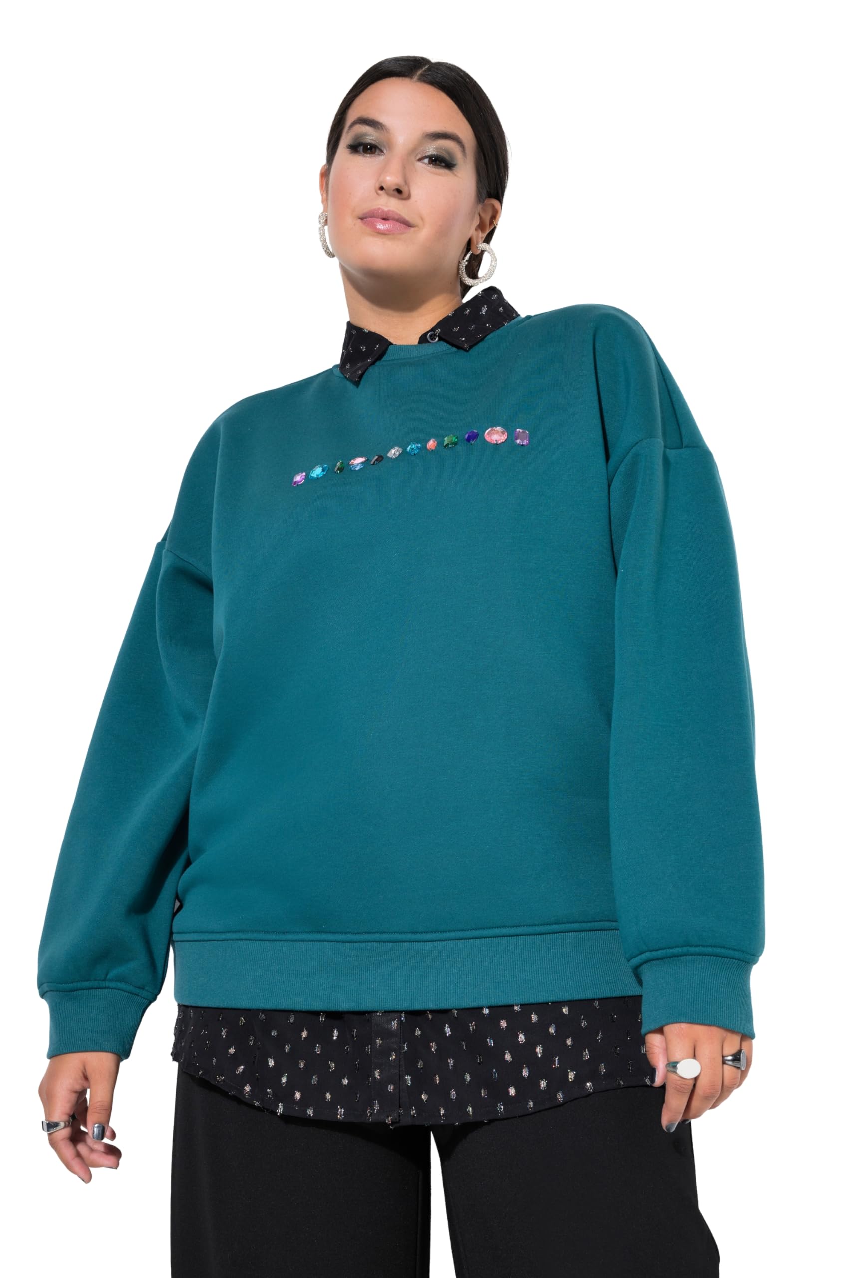 Studio Untold Damen große Größen Übergrößen Plus Size Sweatshirt, Oversized, Ziersteinchen 845373