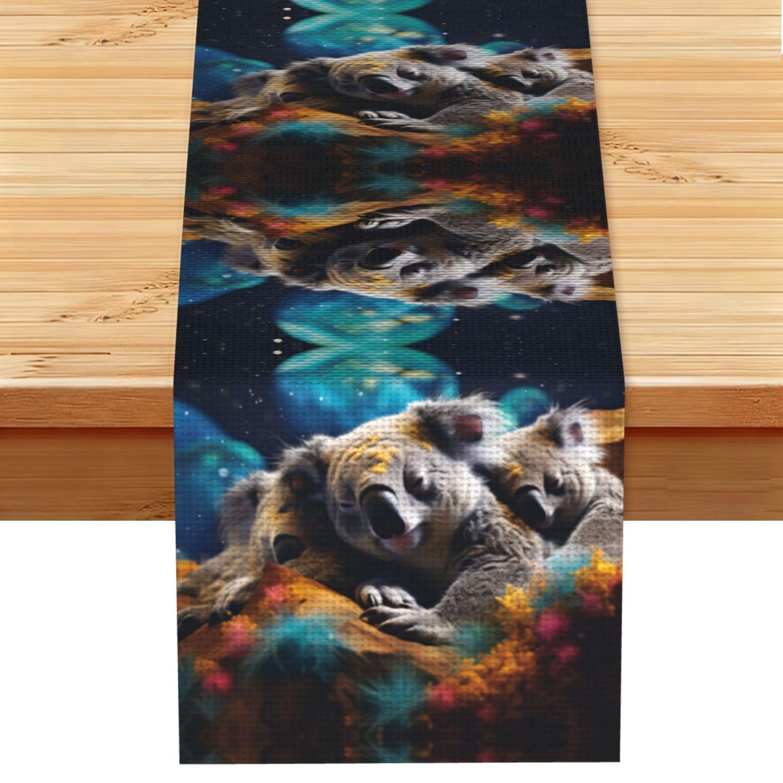 Sleeping koala mother and child Linen Feel Table Runner Wedding Party Home Decoration