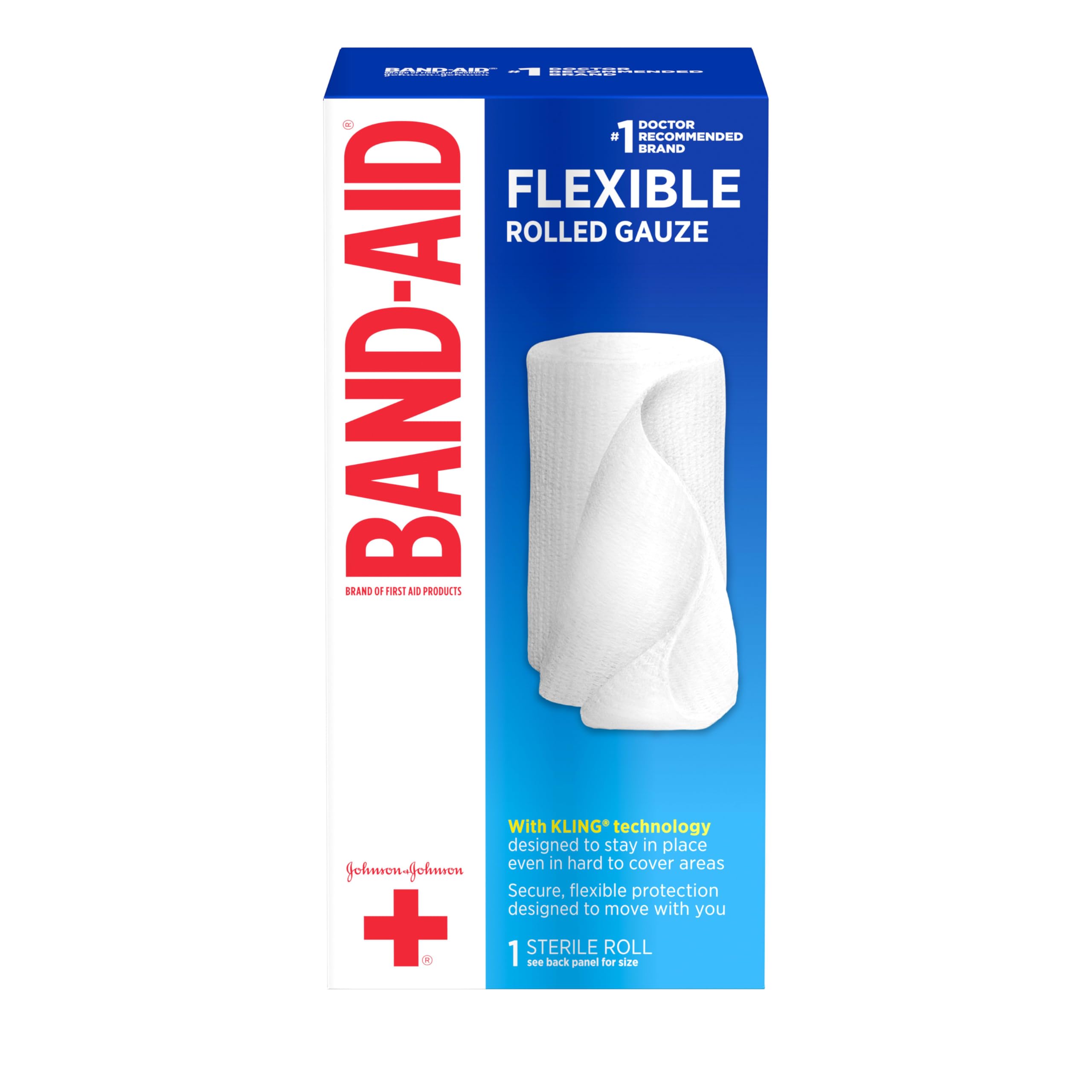 Band Aid Brand of First Aid Products Flexible Rolled Gauze Dressing for Minor Wound Care, Soft Padding and Instant Absorption, 4 Inches by 2.5 Yards, 3 Pack