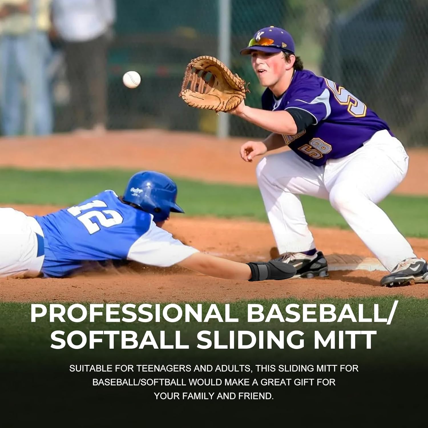 Sliding Mitt, Universal Baseball Softball Sliding Glove for Youth Adult, Durable Neoprene, Hand Protection, Elastic Wrist Compression Strap, Base Running Training Equipment, Soft, Breathable - Image 7